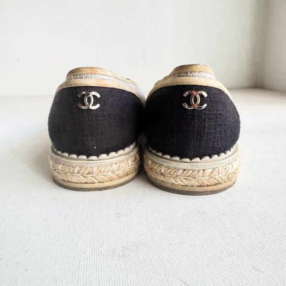 Chanel Two Tone Color block Canvas Classic Espadrilles 38 - Picture 7 of 13